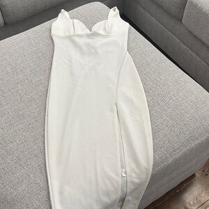 Elegant White Strapless Midi Dress